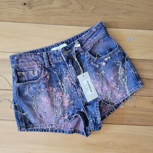 AMEN COUTURE Chain tessle Hot Denim Shorts size 40 4 S
